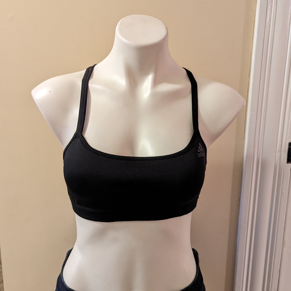 Adidas black unpadded sports bra with criss cross strap back size small